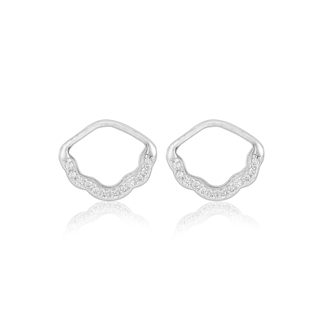 925 Sterling Silver Wavy Crestline Rhodium Plated Earrings  for Women