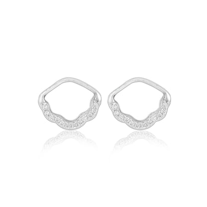 925 Sterling Silver Wavy Crestline Rhodium Plated Earrings  for Women