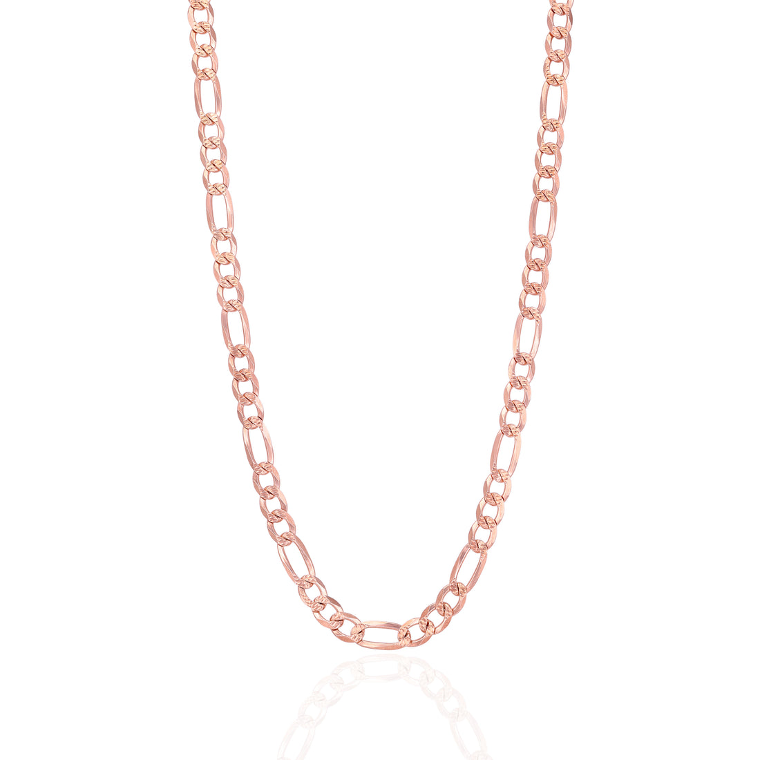 925 Sterling Silver Whispered Lace Figaro Rose Gold Plated Chain for Men
