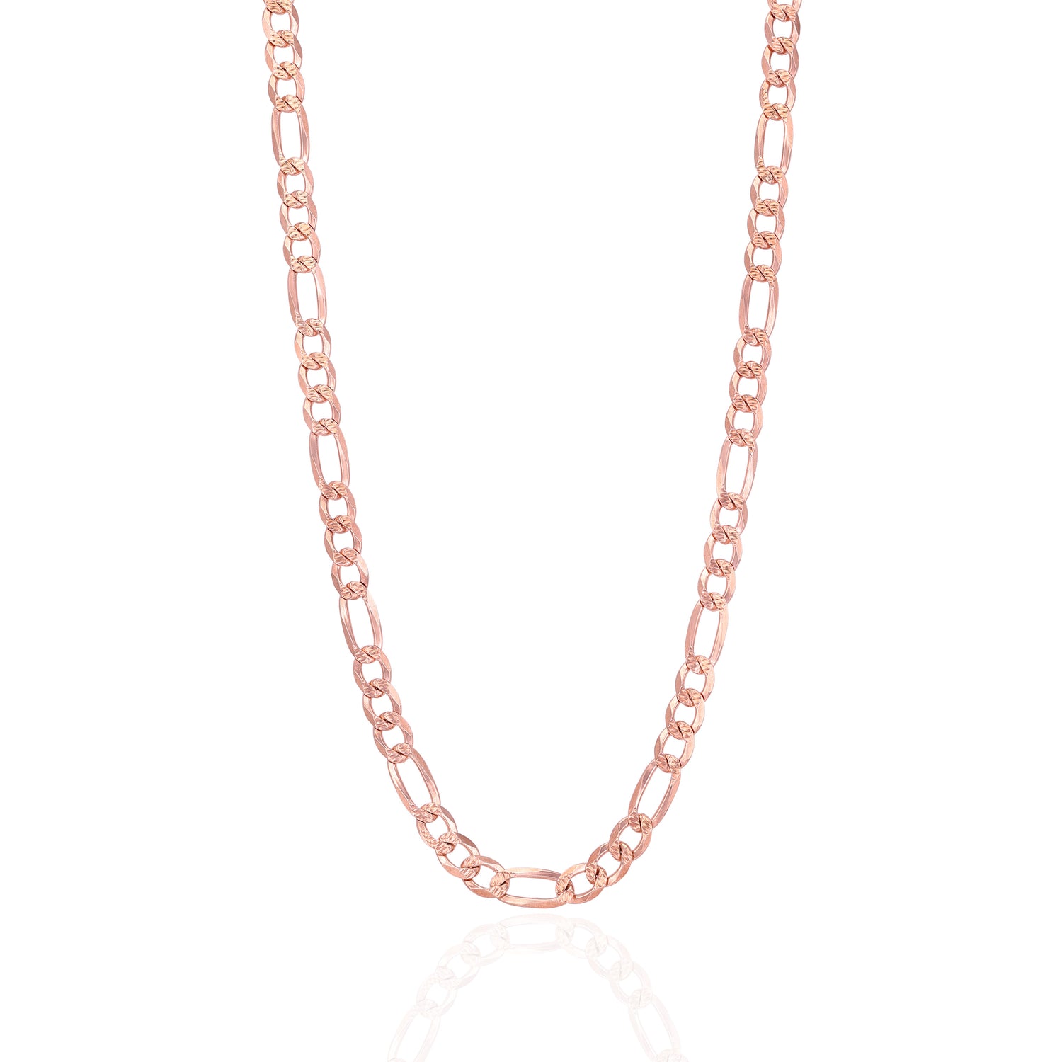 925 Sterling Silver Whispered Lace Figaro Rose Gold Plated Chain for Men