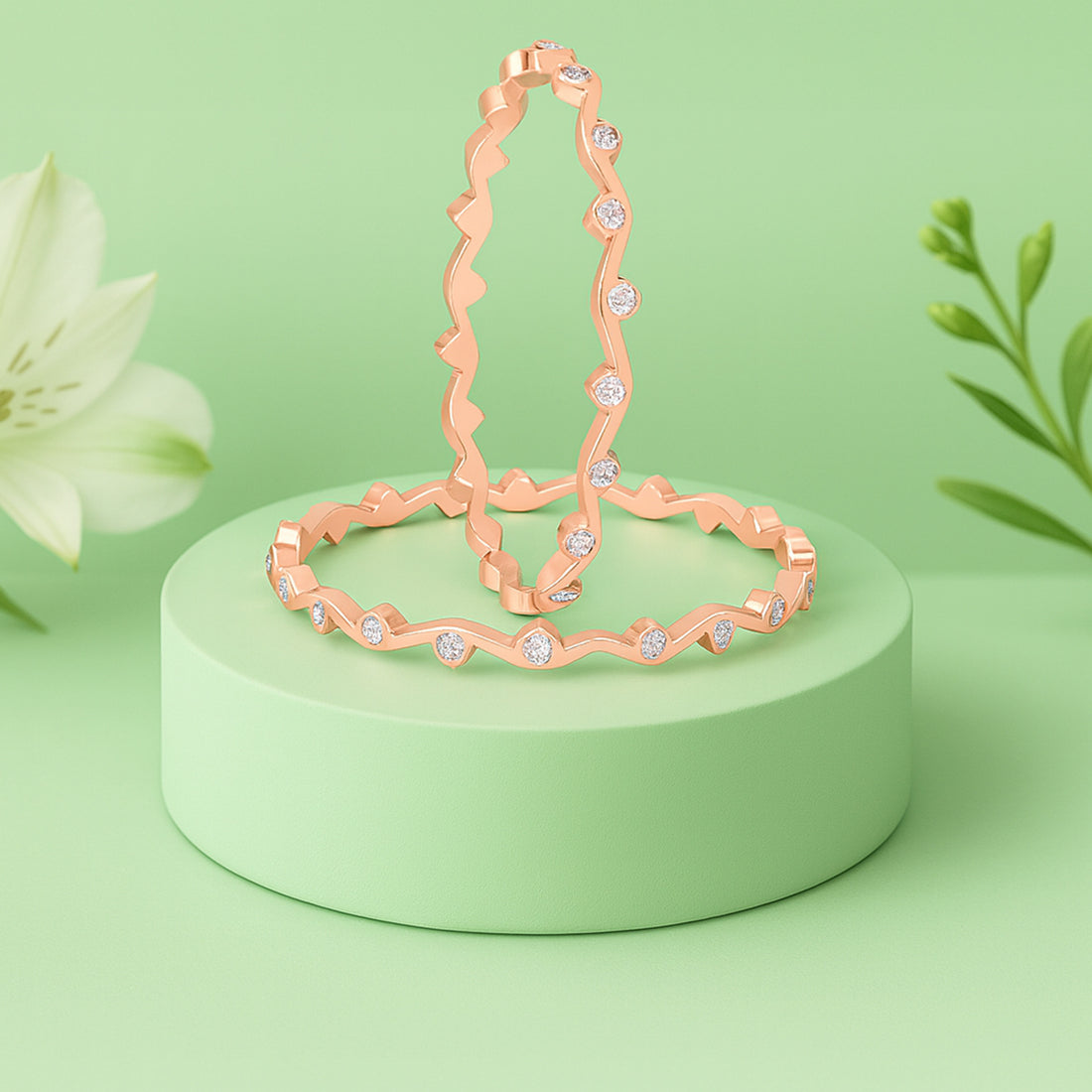 925 Sterling Silver Whispering Wave Bezel Eternity Bangle For Women