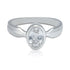 925 Sterling Silver White Sapphire Sculpted Twin-Ridge Band Oval Bezel Setting Ring for Men