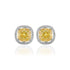925 Sterling Silver Yellow Cushion Cut Stone Stud for Women