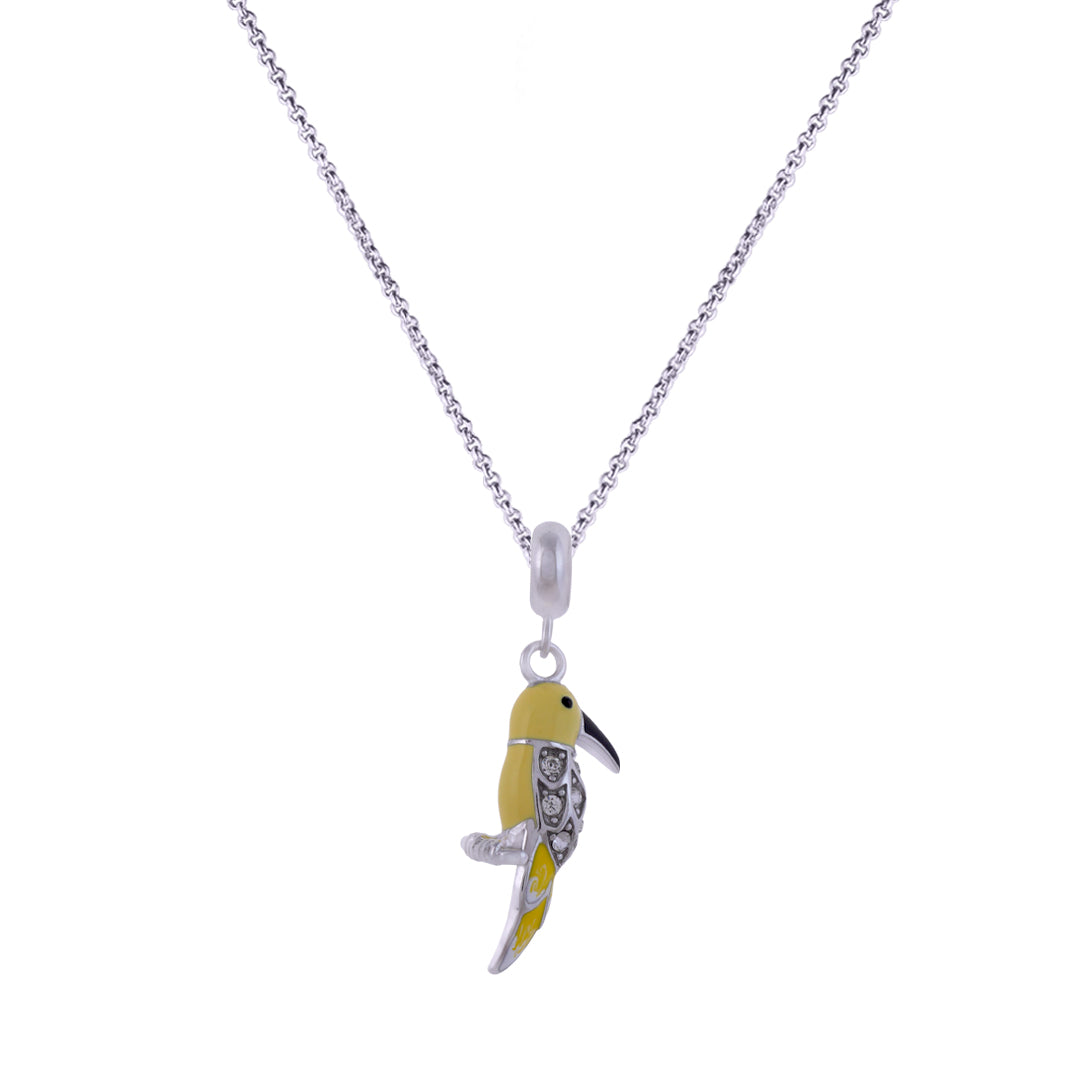 925 Sterling Silver Yellow Warbler Rhodium Plated Pendant For Kids