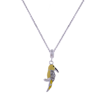 925 Sterling Silver Yellow Warbler Rhodium Plated Pendant For Kids