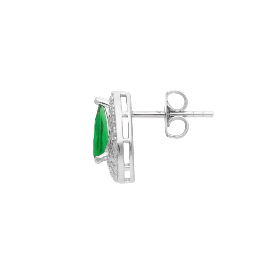 925 Sterling Sliver Green Stone Dazzling Stud