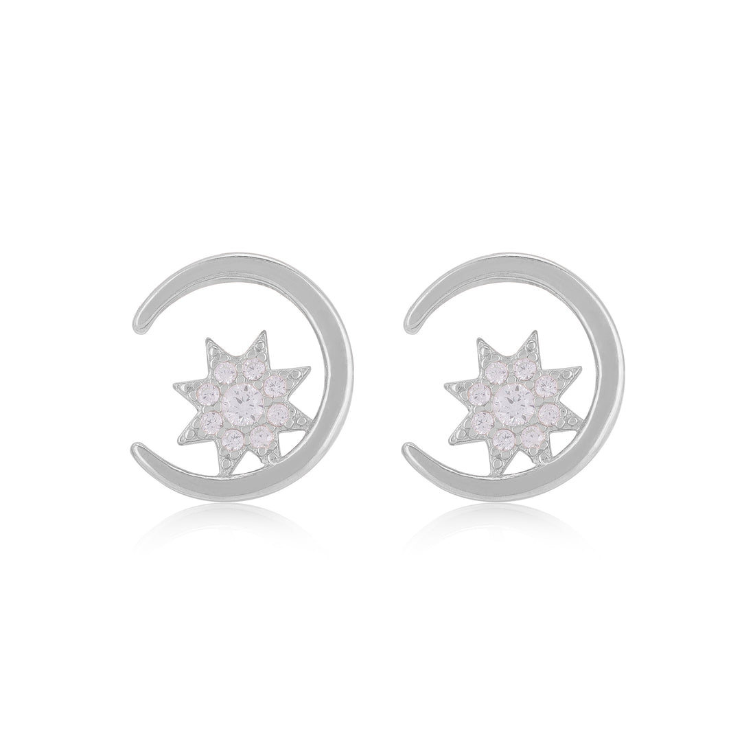 925 Sterling Silver Sun Moon Earrings For Women