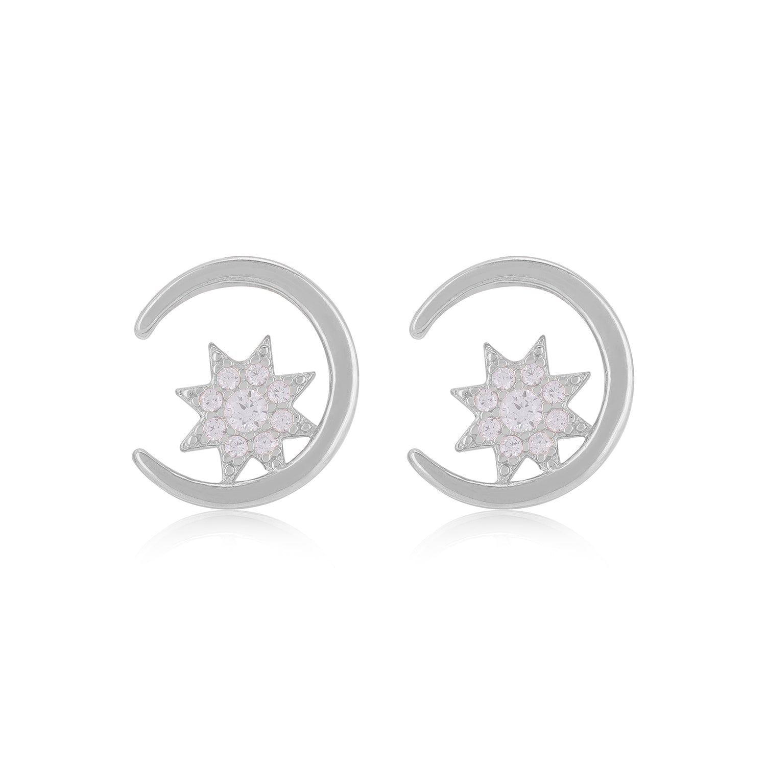 925 Sterling Silver Sun Moon Earrings For Women