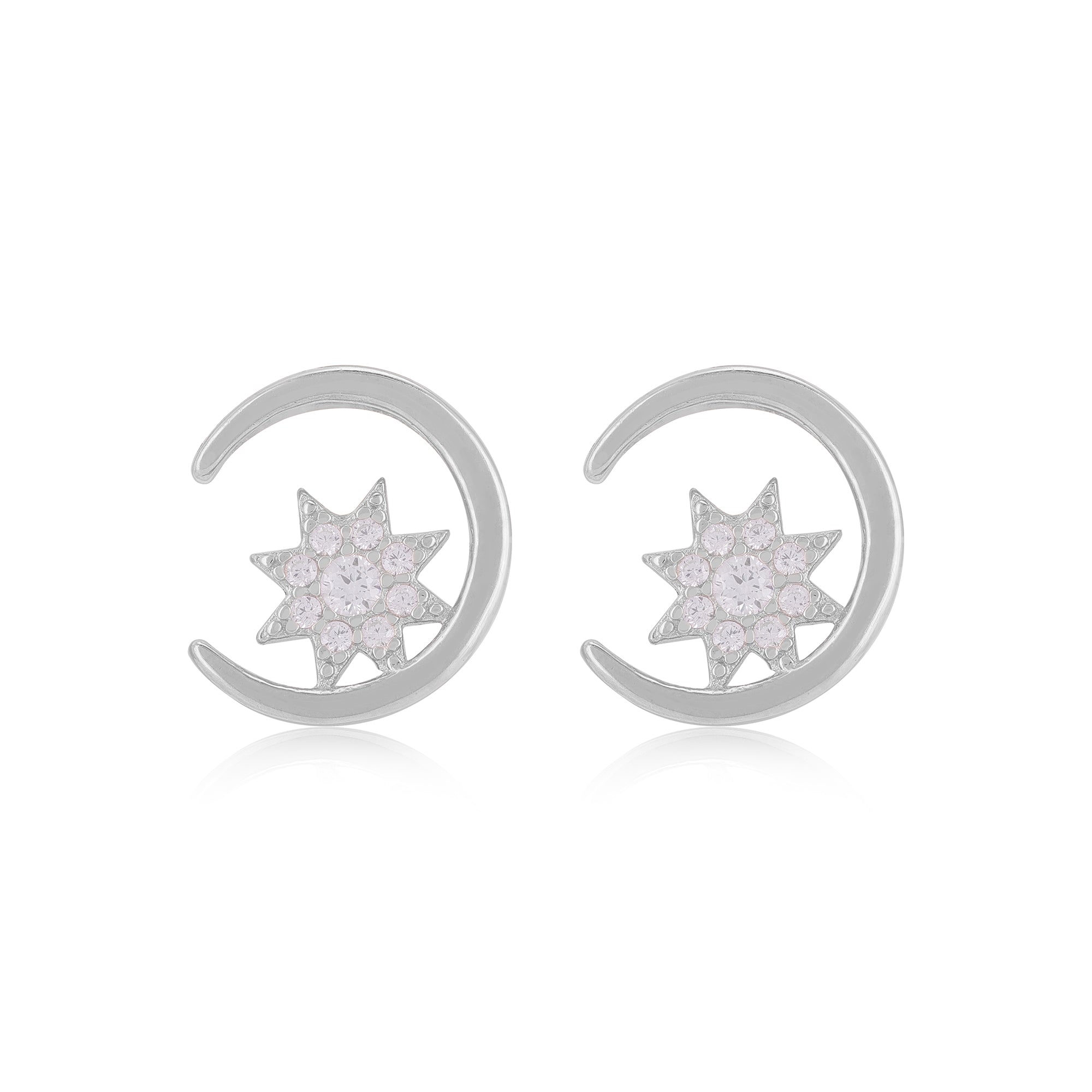 925 Sterling Silver Sun Moon Earrings For Women