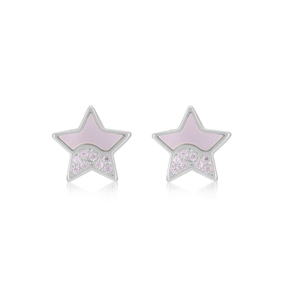 925 Sterling Silver Two-Element Star Earrings for Women
