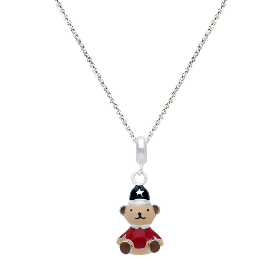 925 Sterling silver Red Cop Bear Rhodium Plated Pendant For Kids