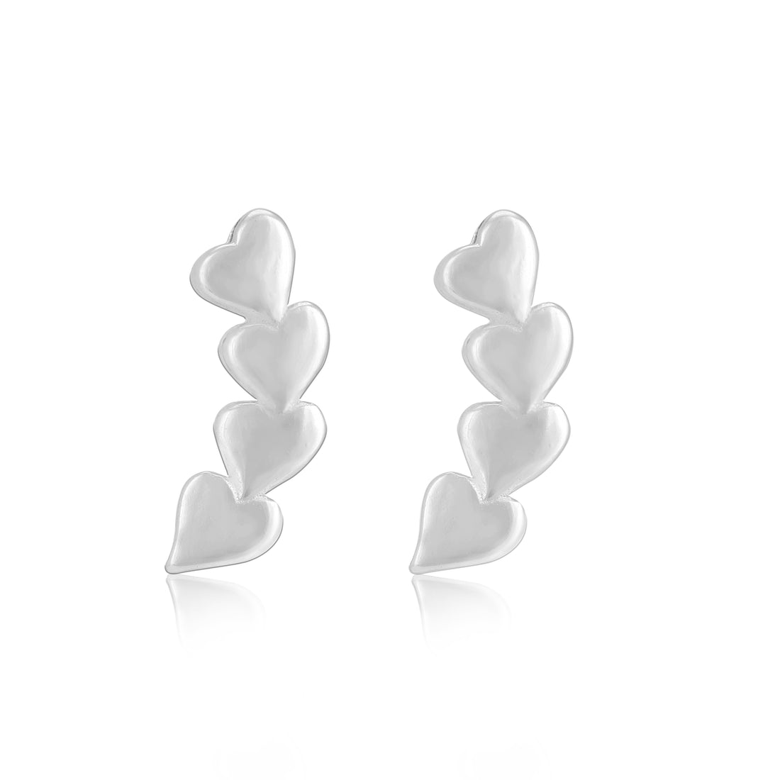 925 Sterling silver Rhodium Plated Layered Heart Earrings for Women
