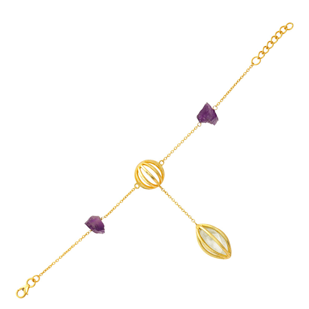 925 Sterling silver gold platted Lavender drizzle bracelet