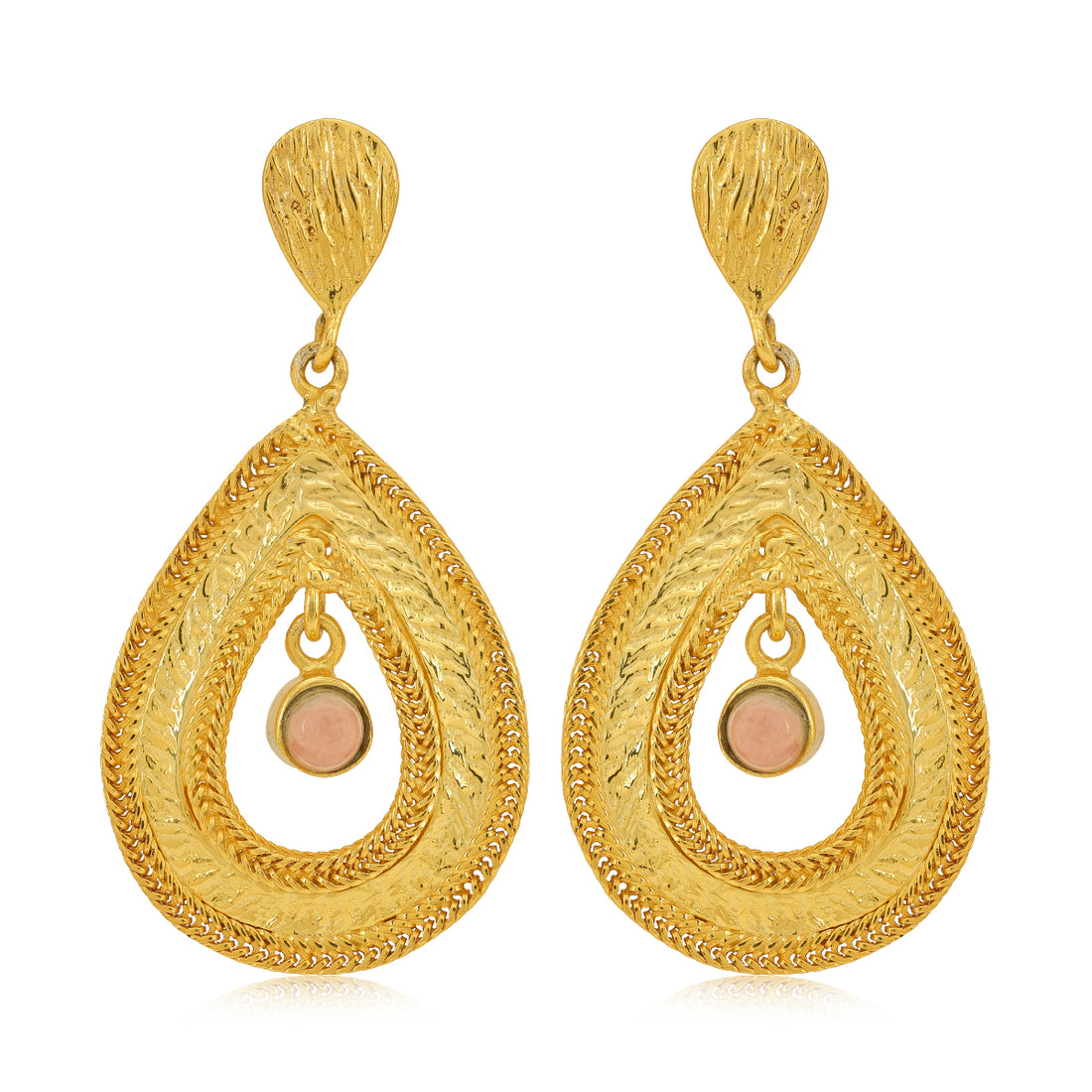 925 Teardrop Rhodochrosite Silver Earrings