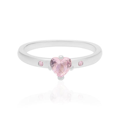 925 Tender Pink Rhodium Plated Heart Ring