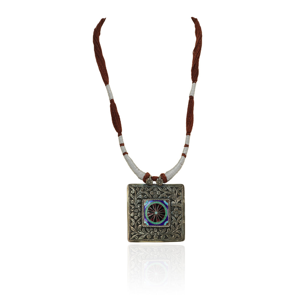 925 Threaded Enamel Sterling Silver Necklace