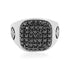 925 Titanium Squared Sterling Silver Black Stone Ring