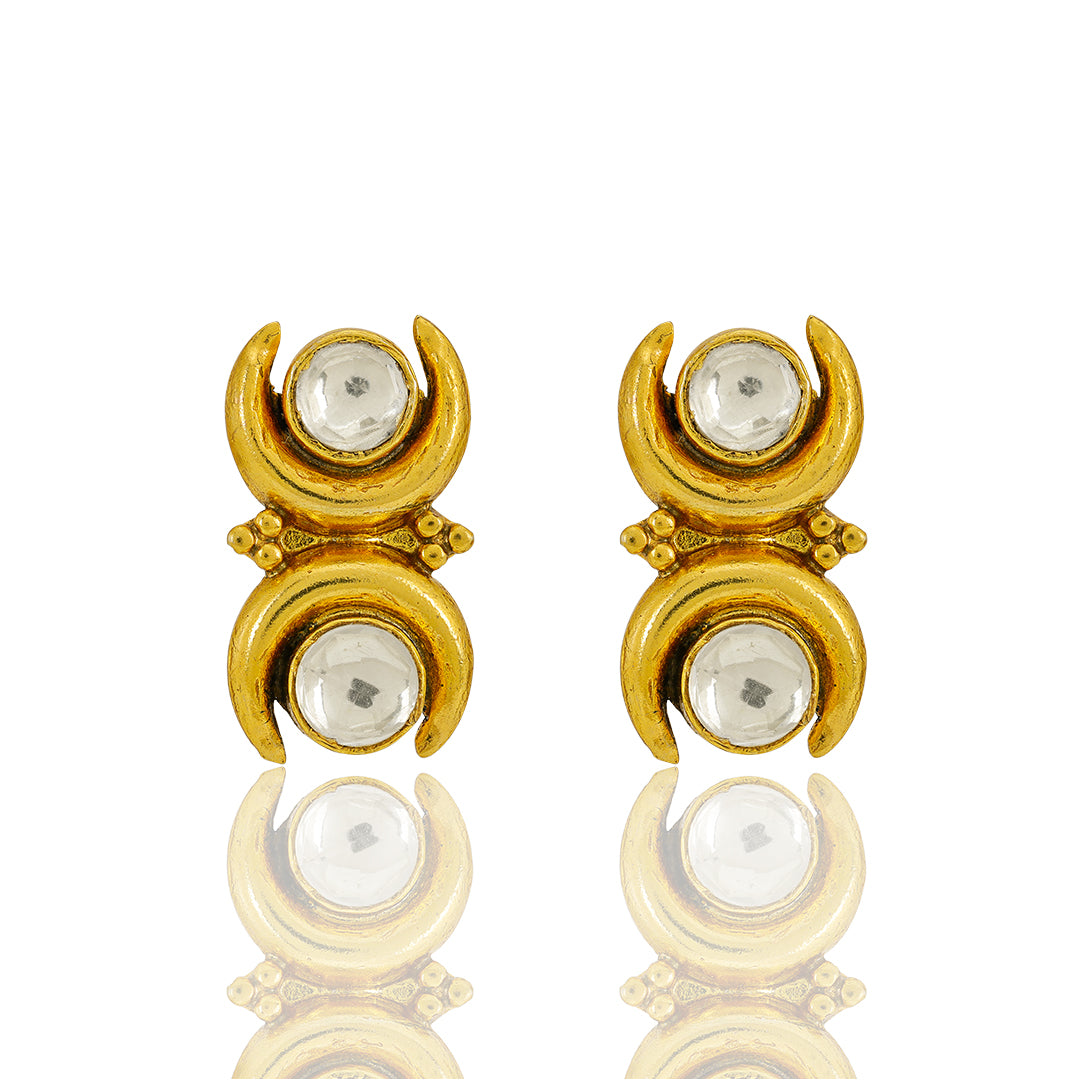 925 Traditional Kundan Polki Silver Stud Earring