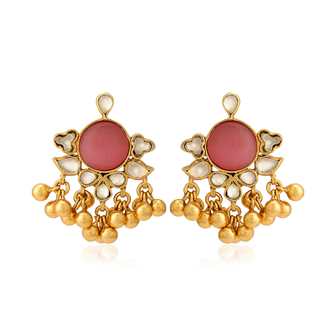 925 Traditional Polki Rose Pearl Earrings
