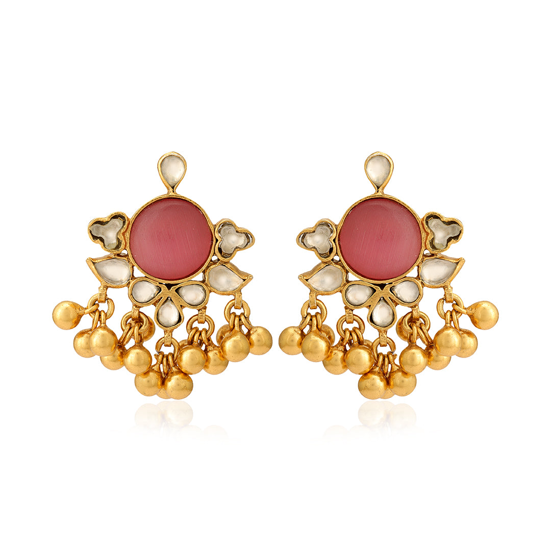 925 Traditional Polki Rose Pearl Earrings