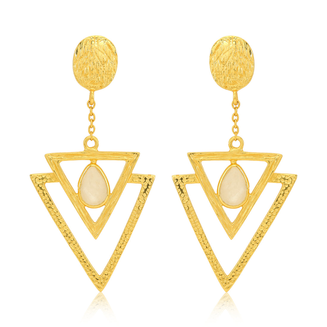 925 Triangle Drop Gold Plated Silver Earring