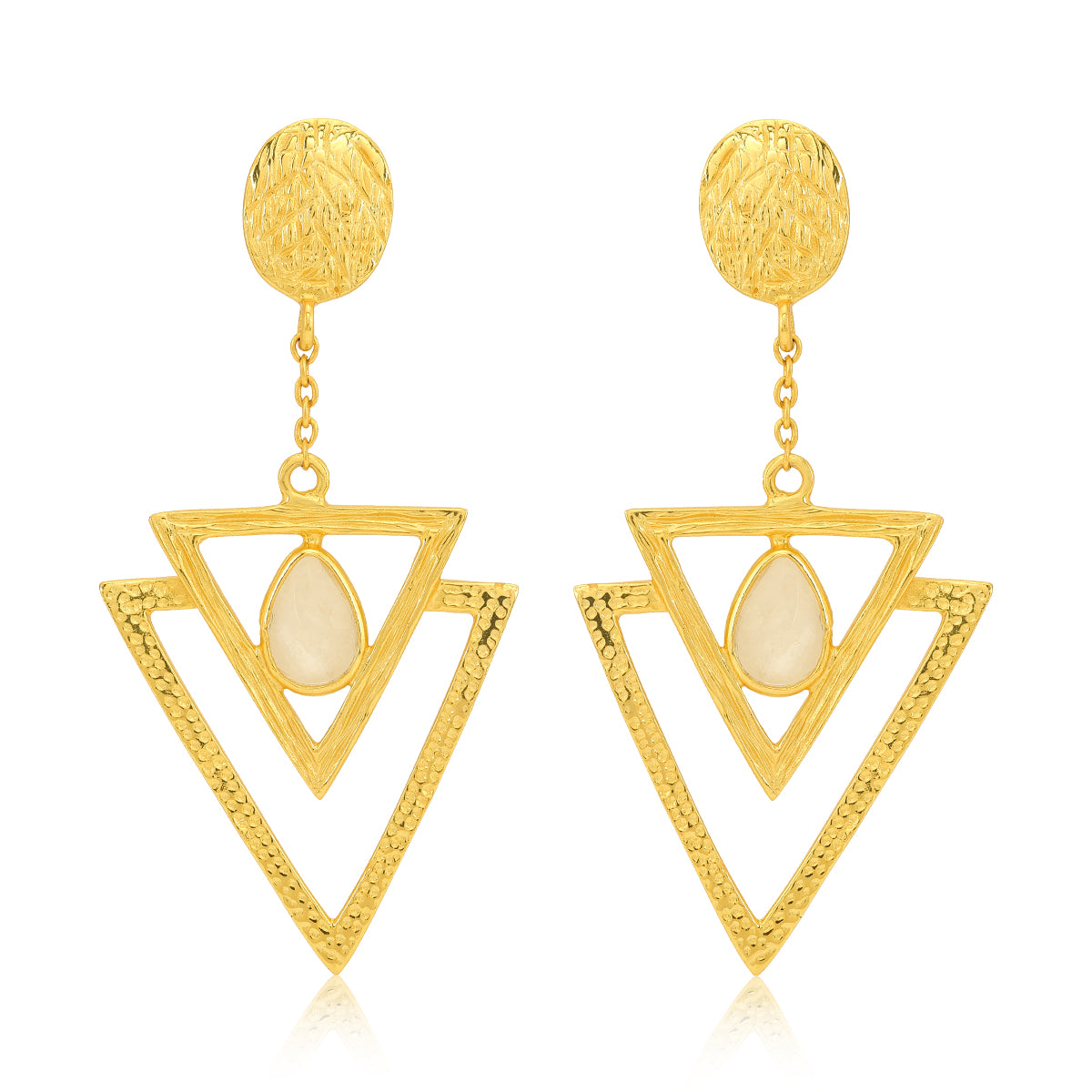 925 Triangle Drop Gold Plated Silver Earring