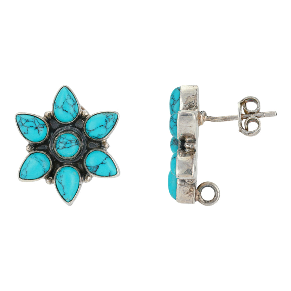 925 Turquoise Blooming Beauty Oxidised Earrings