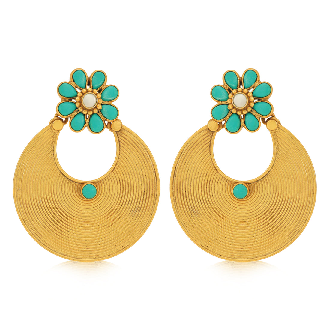 925 Turquoise Chandbali Gold Plated Silver Earring