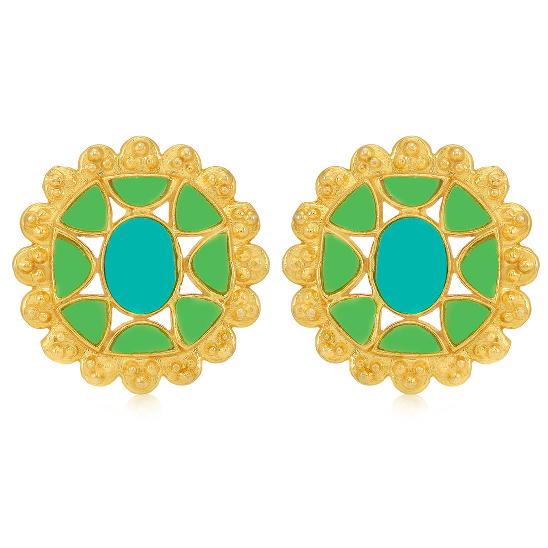 925 Turquoise Floral Silver Stud  Earrings