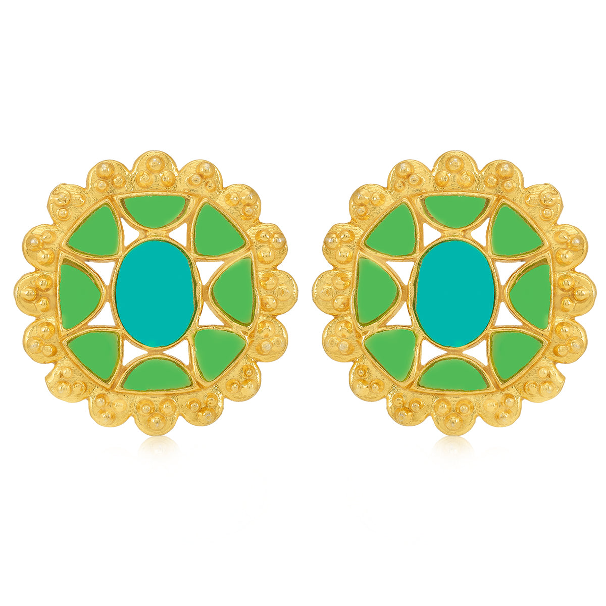 925 Turquoise Floral Silver Stud  Earrings