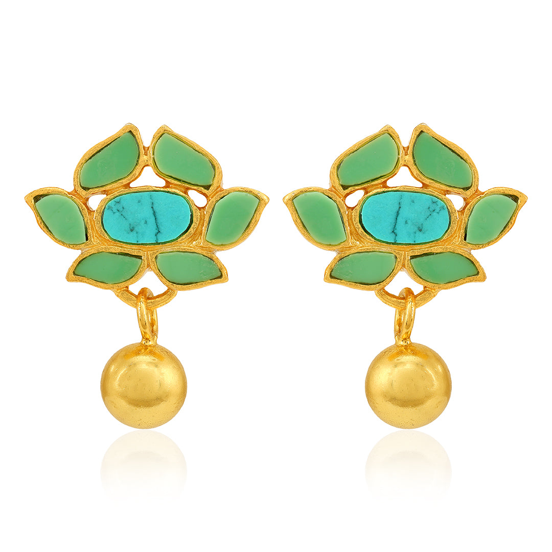 925 Turquoise Floral Sterling Silver Earring