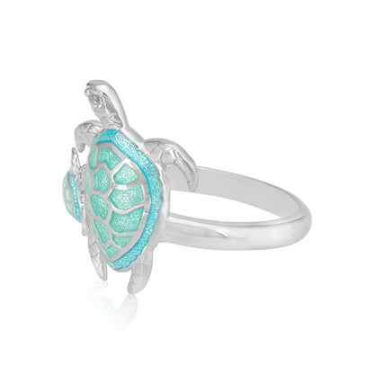 Turtle Tot Rhodium Plated Mothers Love Rings