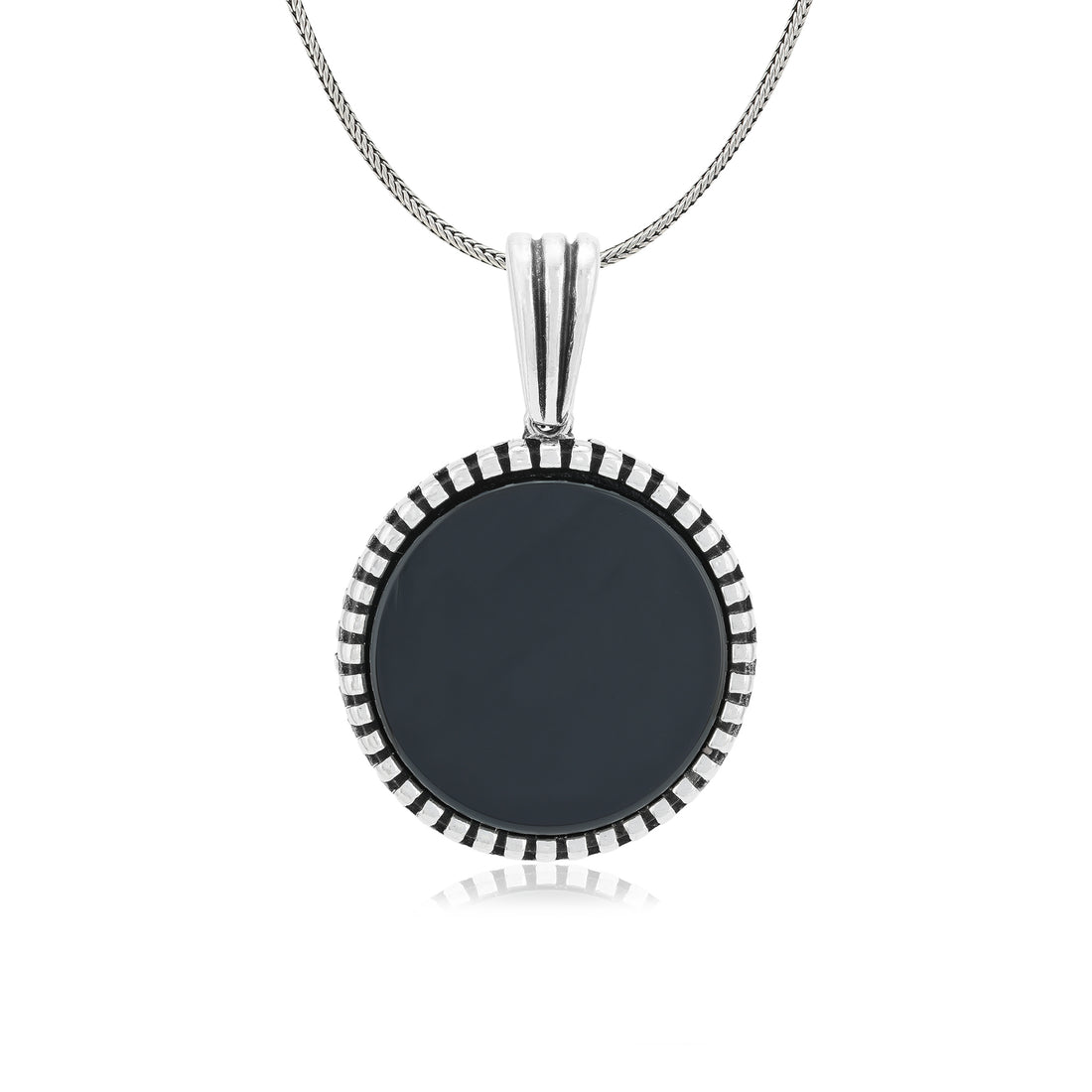 925 Twilight Embrace Oxidised Black Agate Halo Pendant