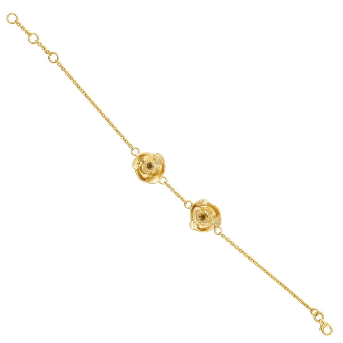 925 Twin Blossom Sterling Silver Gold Platted Bracelet