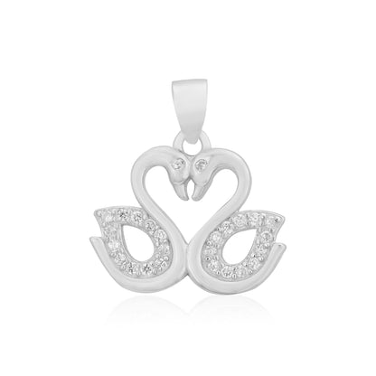 925 Twin Swan Rhodium Connected Heart Pendants