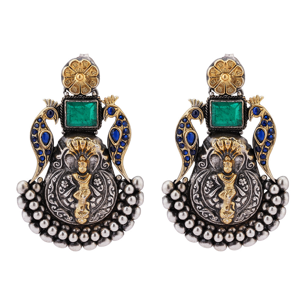 925 Two Tone Parrots Serenade Sterling Silver Earring