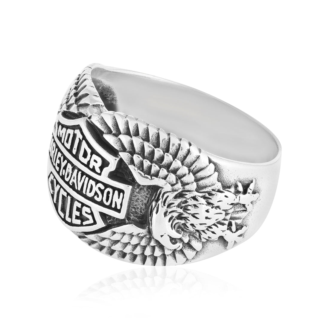 Vintage Eagle Pattern Harley Davidson Oxidised Ring