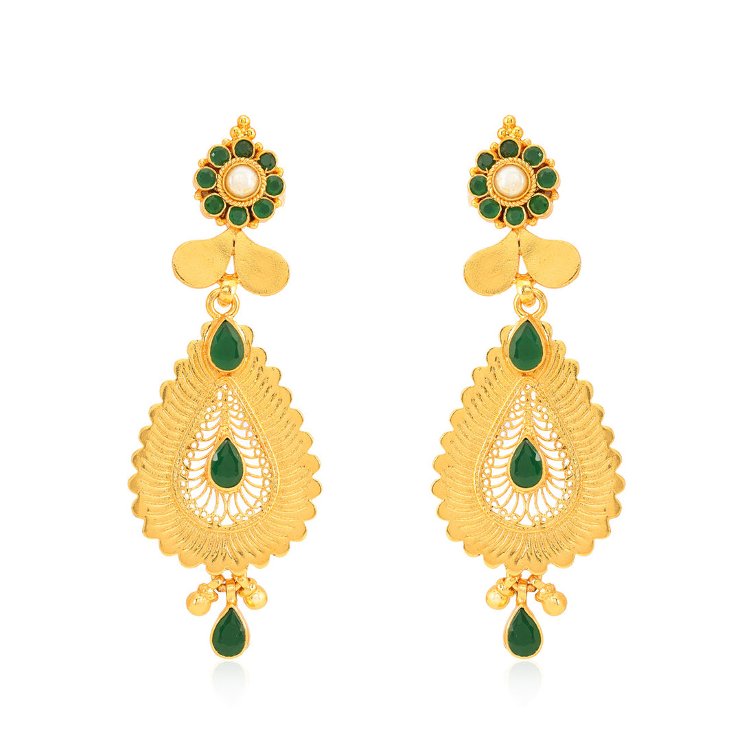 925 Vintage Green Pearl Drop Silver Earring