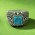 925 Vintage Turquoise Oxidised Engraved Ring