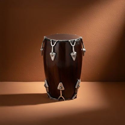 925 Vintage Wooden Tunable Tambourine Sterling Silver Miniature