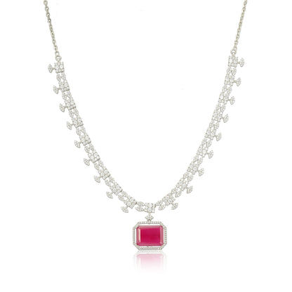 925 White Blossom Crimson Cascade Necklace