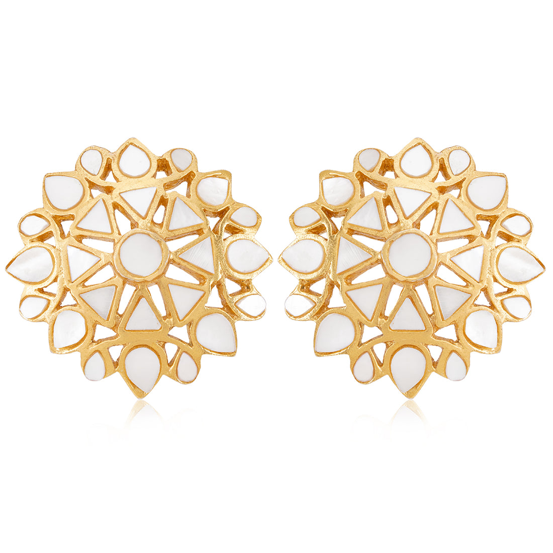 925 White Mandala Gold Plated Silver Earring