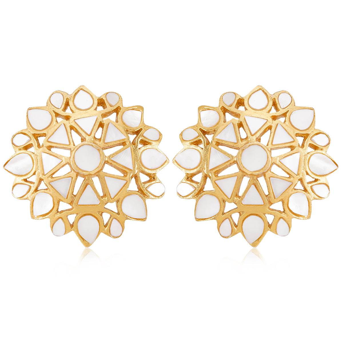 925 White Mandala Gold Plated Silver Earring