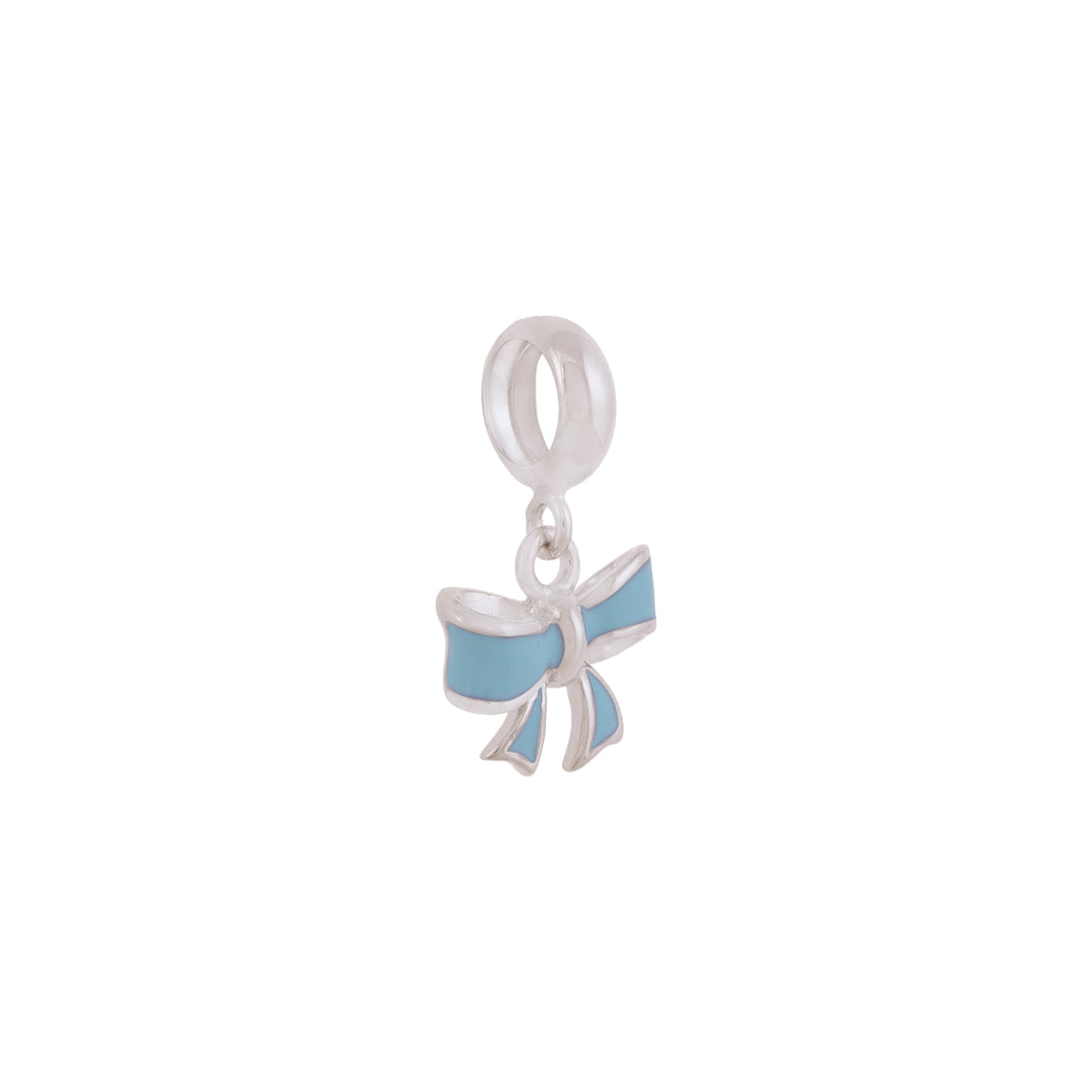 925 Sterling silver Twirling Blue Bow Rhodium Plated Pendant For Kids