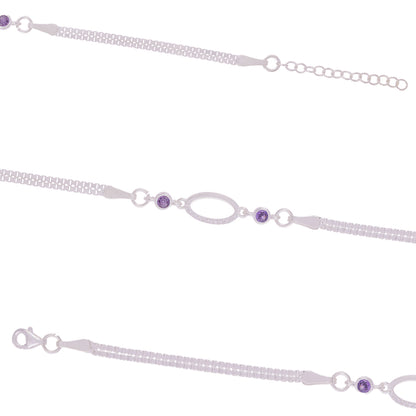 Elite Purple Oval Bracelet 925 sterling silver