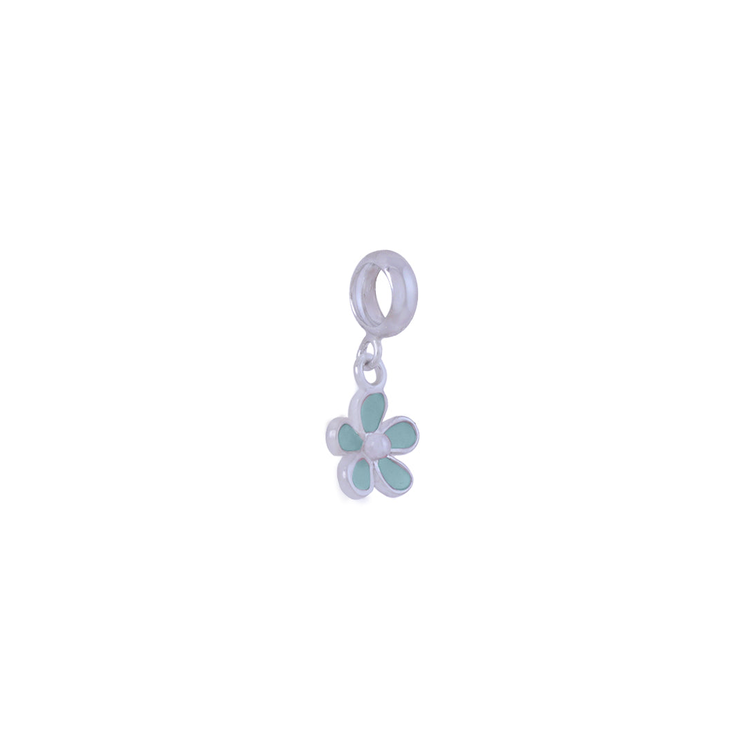 926 Sterling Silver Green Floral Rhodium Plated Pendant For Kids
