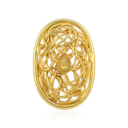 Abstract Wire Nest Gold Plated Brooch Saree Pin