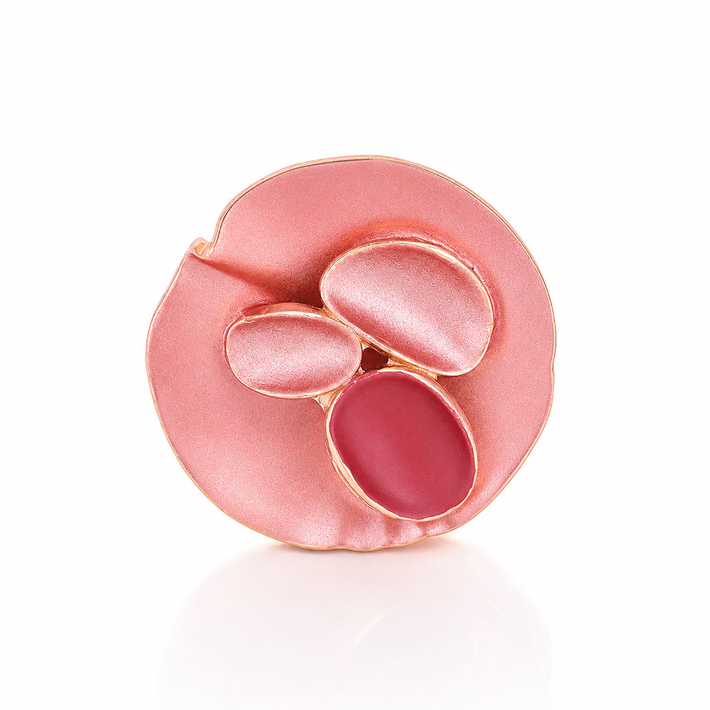 Abstract Pink Lotus Leaf Sterling Silver Ring