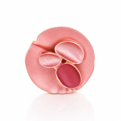 Abstract Pink Lotus Leaf Sterling Silver Ring