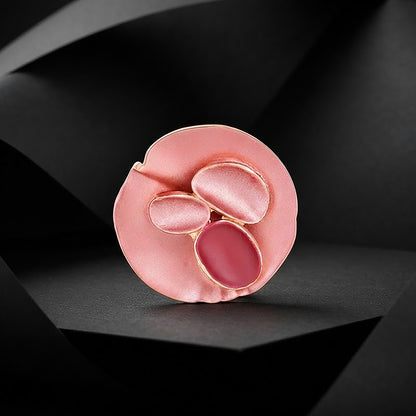 Abstract Pink Lotus Leaf Sterling Silver Ring